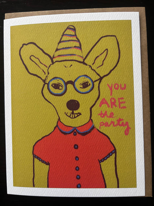 You Are the Party bright funny terrier pup in hat dog card