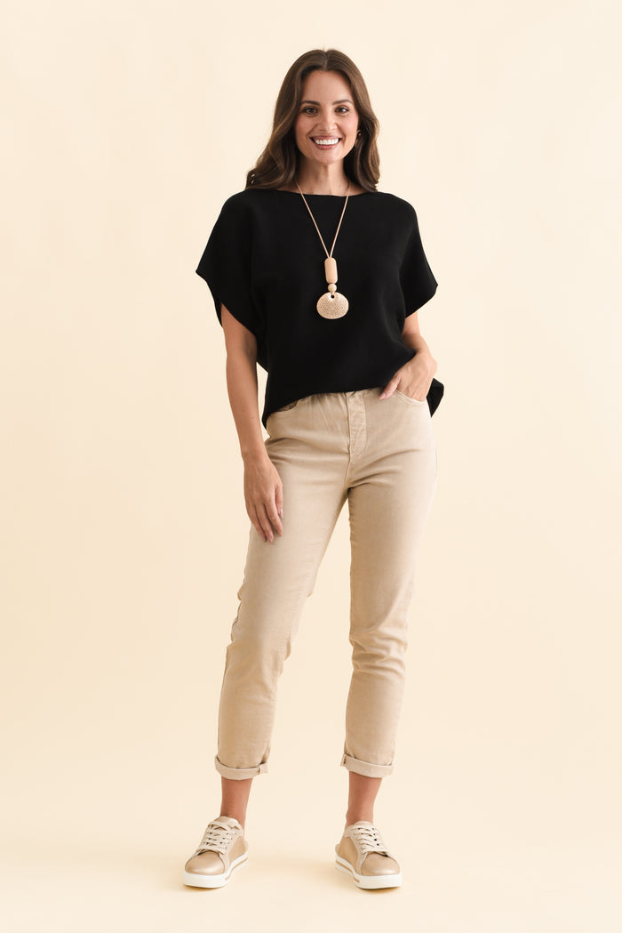Zadie Beige Stretch Jeans,Brunette model,alt text|model:MJ