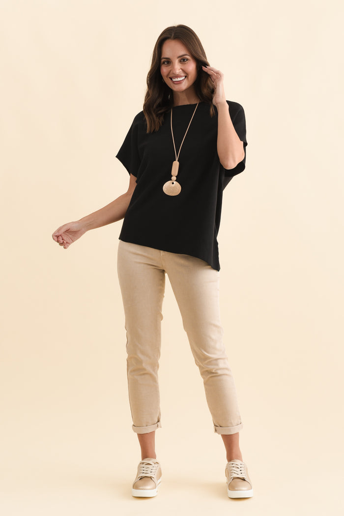 Zadie Beige Stretch Jeans,Brunette model,alt text|model:MJ