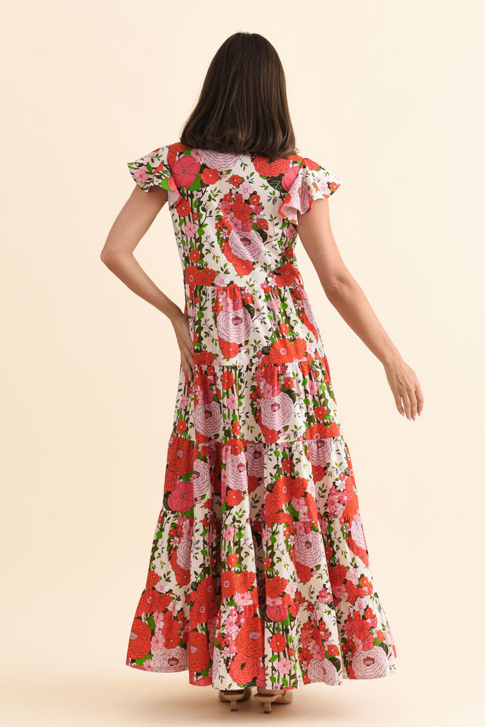 Zelde Pink Floral Cotton Shirt Dress,Brunette model,alt text|model:MJ