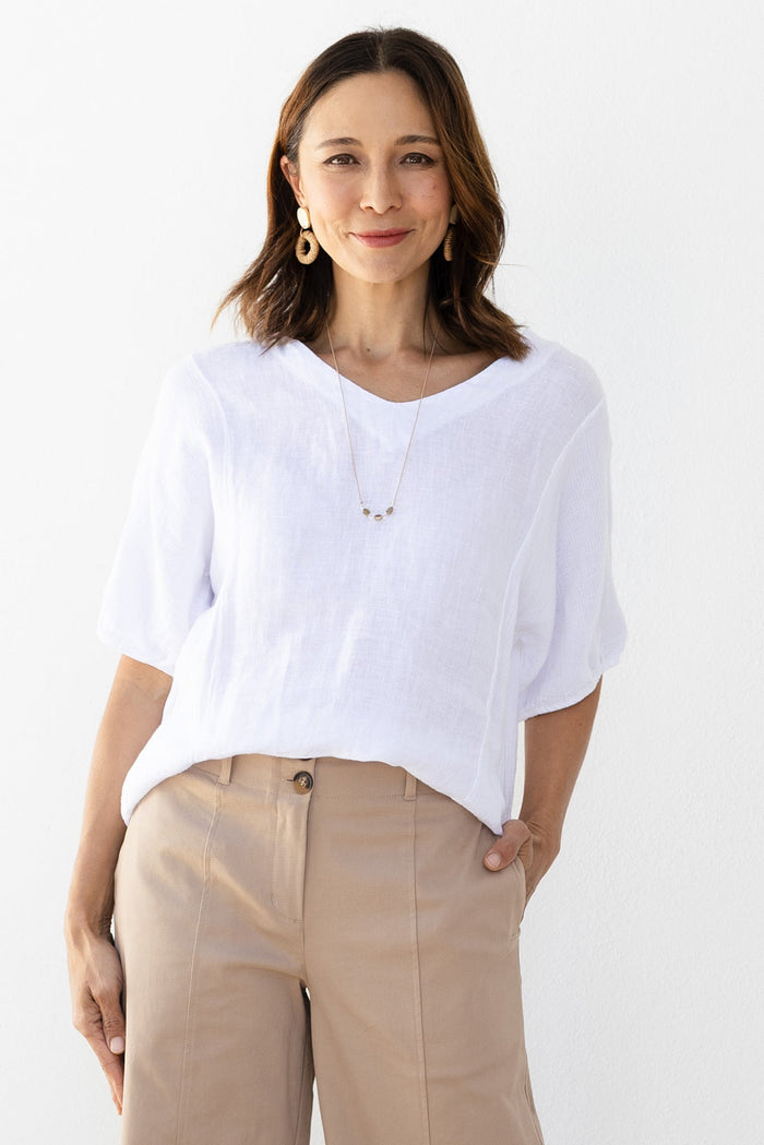 Ziola White Linen Cotton Top,Lifestyle