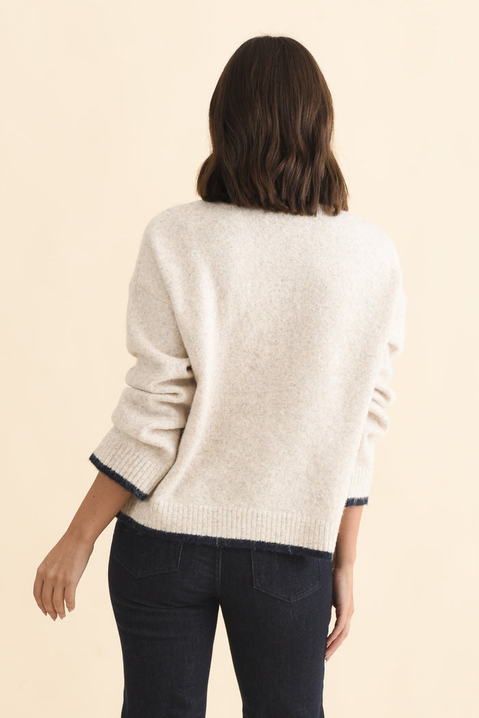 Zoe Beige Heart Knit Jumper,Brunette model,alt text|model:MJ