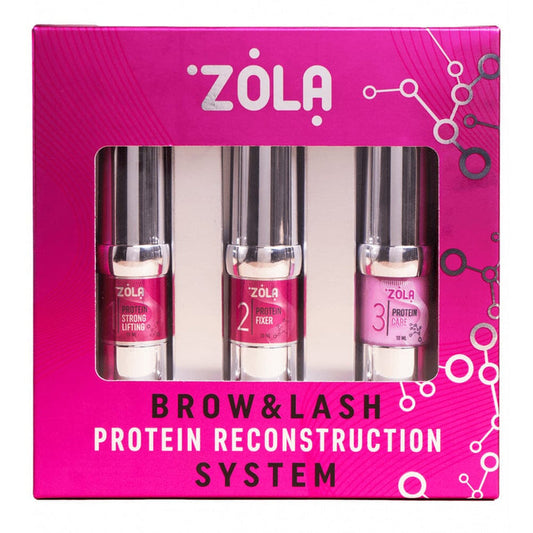 ZOLA Pink Lamination Set Protein Reconstruction System, 3 x 10 ml Eyebrow & Lash lamination ZOLA