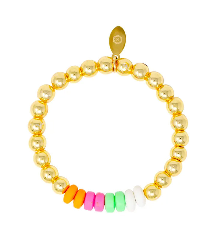 Zomi Pearl and Gold Stretch Bracelet Distressed/seasonal accessories Zomi Gems Gold Neon